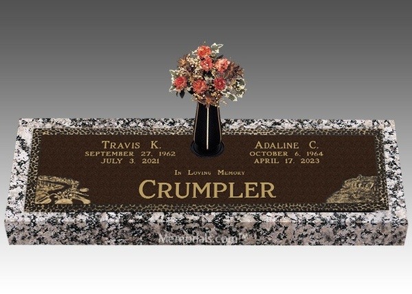 Cruising Together Motorcycle Bronze Headstone 44 x 14