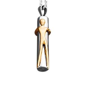 Gold Figure Cylinder Cremation Pendant