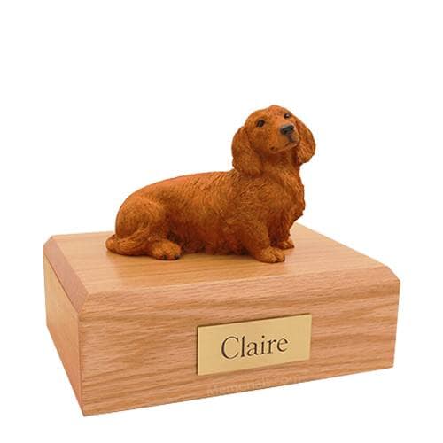 Dachshund Long Haired Brown Medium Dog Urn