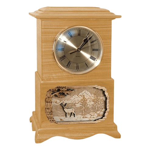 Deer Clock Oak Cremation Urn