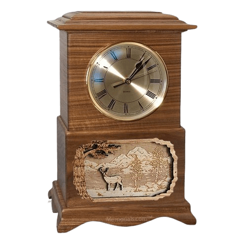 Deer Clock Walnut Cremation Urn