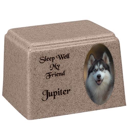 Desert Oval Cultured Pet Photo Urn Desert Oval Cultured Pet Photo Urn
