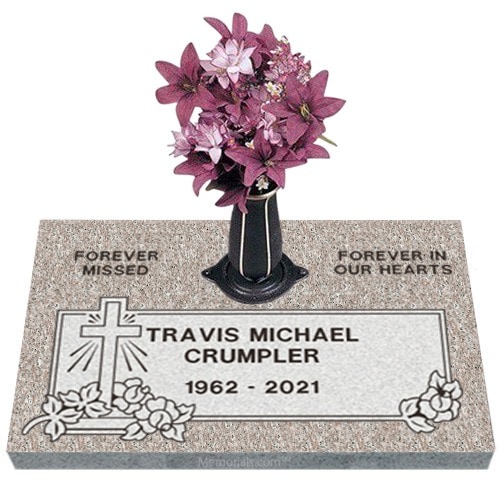 Devout Cross Granite Grave Marker 28 x 18