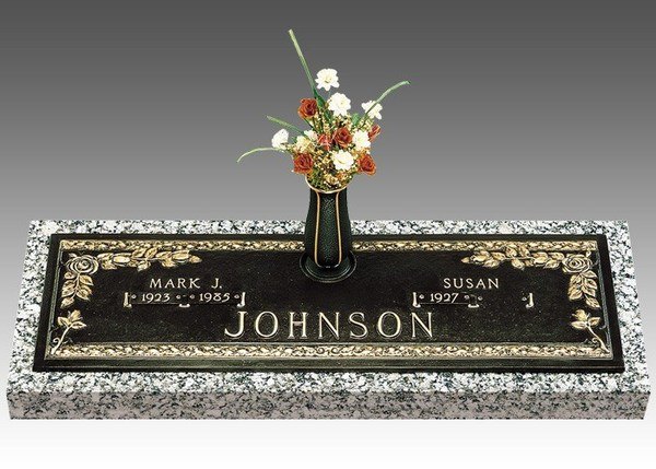 Dignity Abbey Rose Bronze Headstone 36 x 13