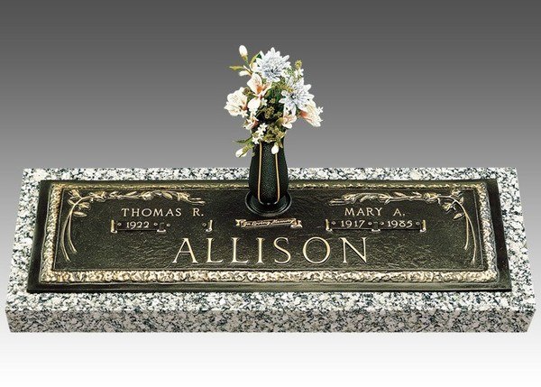 Dignity Castle Rose Bronze Headstone 44 x 13