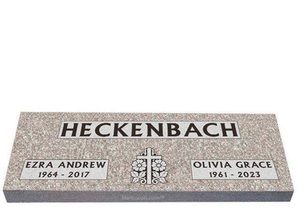 Dignity Cross Bouquet Companion Granite Headstone 44 x 14