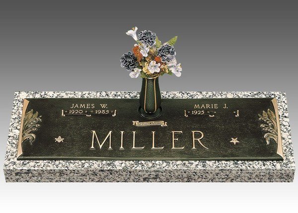 Dignity Lily of the Valley Bronze Headstone 44 x 13