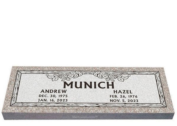 Dignity Rose Companion Granite Headstone 40 x 14