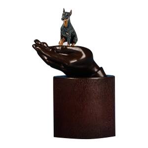 Doberman Pinscher Hands Dog Cremation Urn