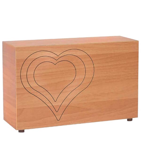 Double Heart Wooden Urn