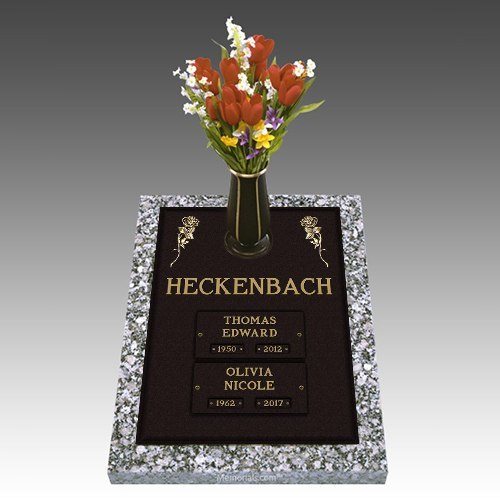 Double Rose Companion Cremation Grave Marker