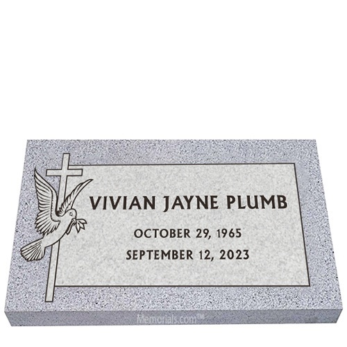 Dove Cross Granite Grave Marker 20 x 10