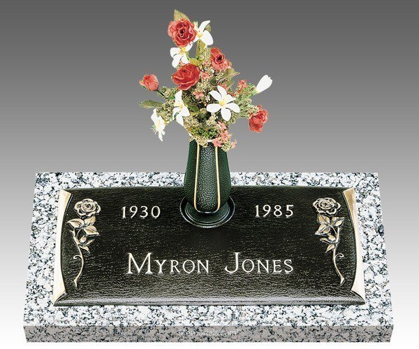 Dynasty Tea Roses Bronze Grave Marker 24 x 14