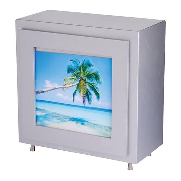 Elegant Clouded Gray Photo Cremation Urn