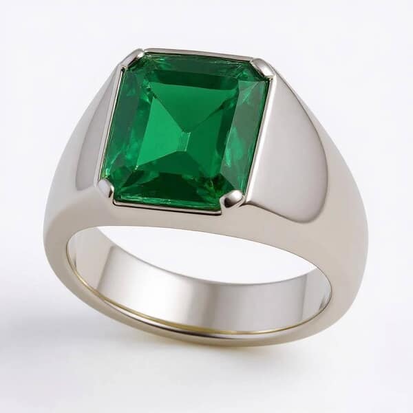 Emerald Mens Cremation Diamond Ring