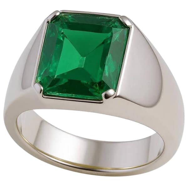 Emerald Mens Cremation Crystal Ring