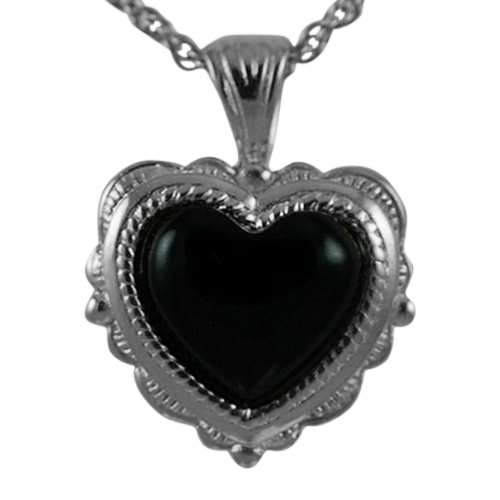 Etched Onyx Heart Keepsake Pendant