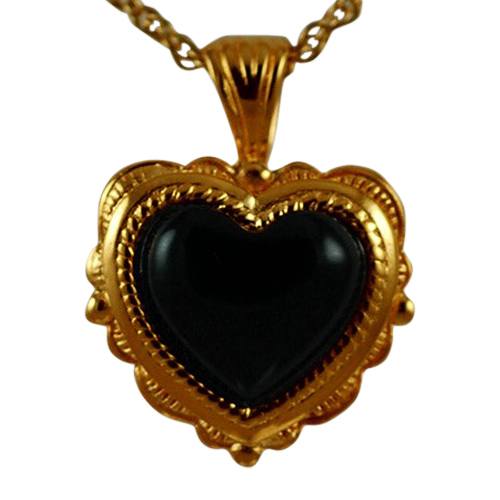 Etched Onyx Heart Keepsake Pendant III