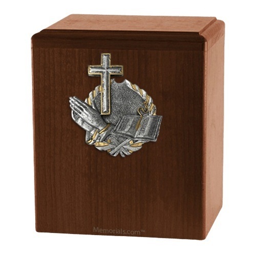 Faith and Devotion Walnut Wood Urn