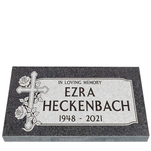 Faithful Rose Granite Grave Marker 20 x 10