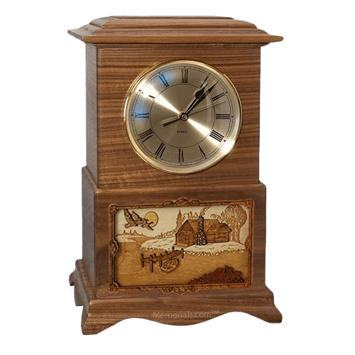 Farmhouse Clock Walnut Cremation Urn