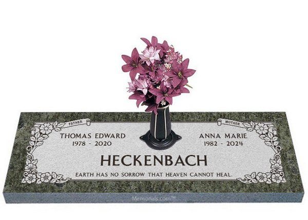 Father and Mother Companion Granite Headstone 36 x 12