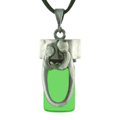 Daddy & Child Green Cremation Necklace
