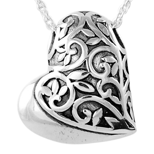 Sterling silver 925°. Sideways heart pendant with CZ