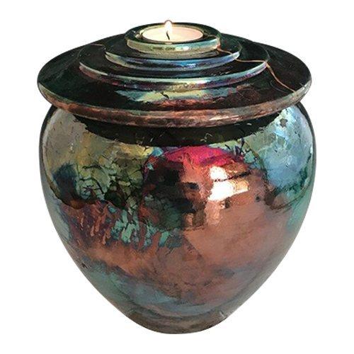 Fire Burning Raku Ceramic Urn