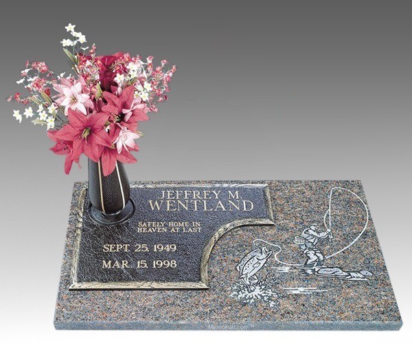 Fisherman Devotion Bronze Grave Marker 18 x 12