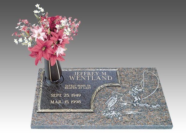 Fisherman Devotion Bronze Grave Marker 18 x 12