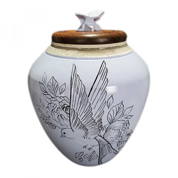 Floral Bird Nature Cremation Urn