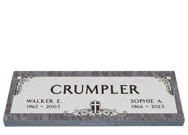 Floral Border Companion Granite Headstone 42 x 12