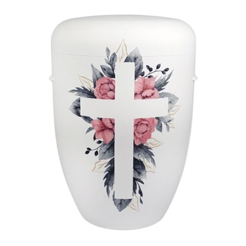 Floral Cross Cremation Urn