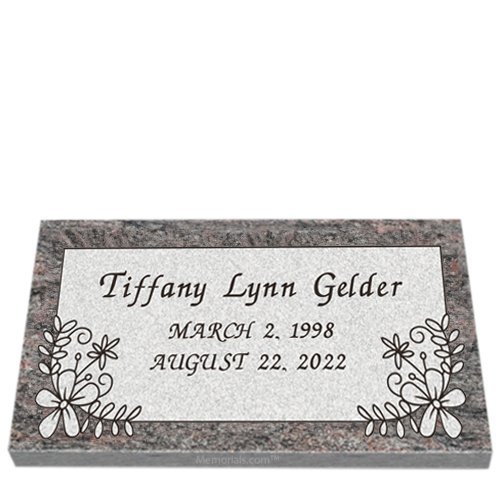 Floral Dreams Granite Grave Marker 20 x 10