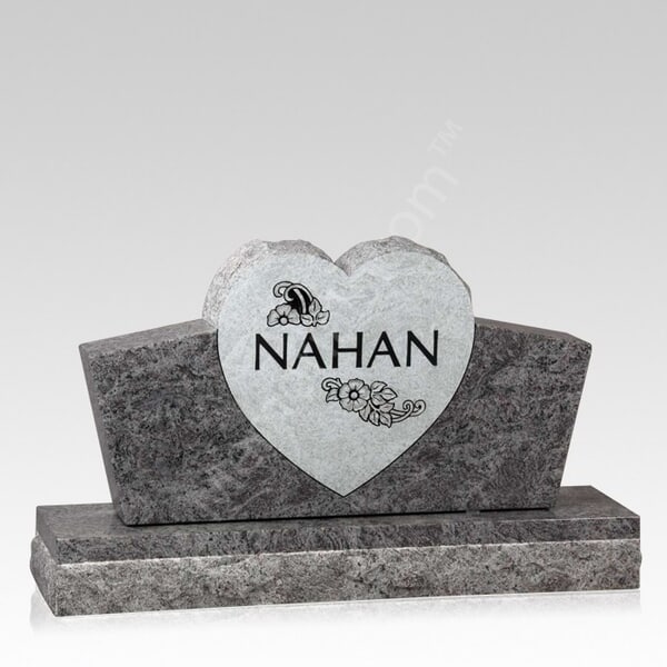 Floral Heart Upright Cemetery Headstone Floral Heart Upright Cemetery Headstone