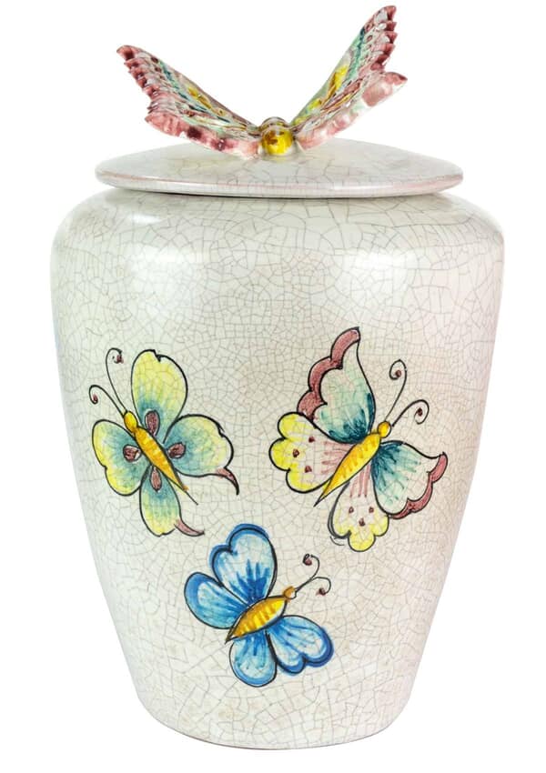 Flying Butterfly Ceramic Urn for Ashes