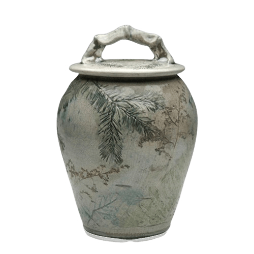 Forest Crackle Raku Cremation Urn