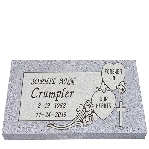 Forever In Our Hearts Granite Grave Marker 24 x 12