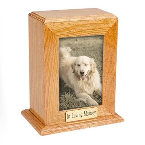 Framed Oak Vertical Photo Pet Urns