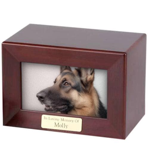 Framed Walnut Marble Photo Pet Urn