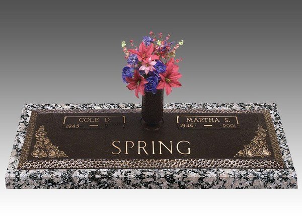 Garden of Life Floral Bouquet Bronze Headstone 36 x 13