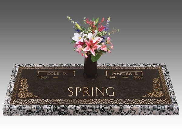 Garden of Life Rose Bronze Headstone 36 x 13