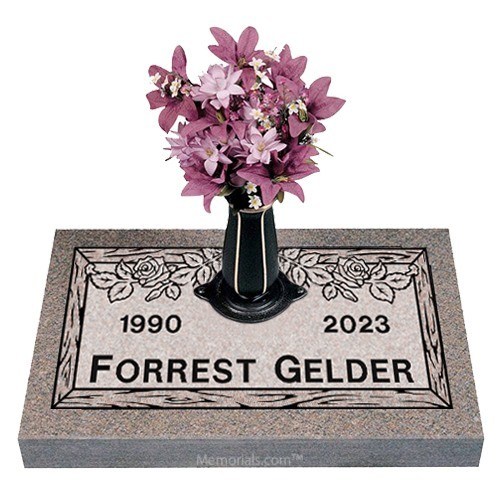 Garden of Roses Granite Grave Marker 24 x 12