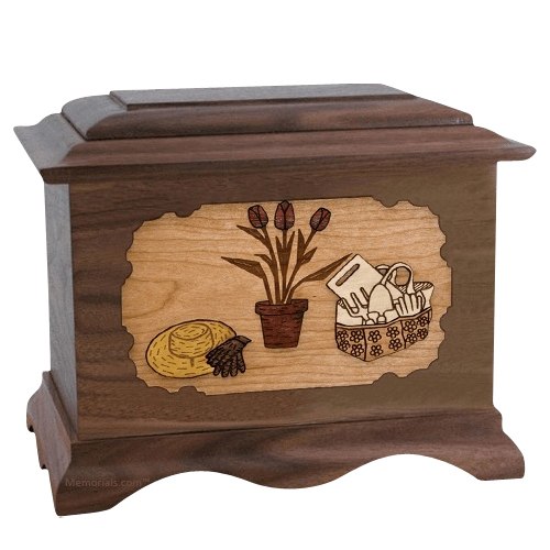 Gardening Walnut Cremation Urn For Two