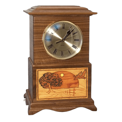 Geese Clock Walnut Cremation Urn