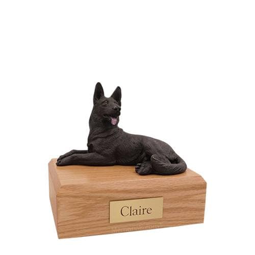 German Shepherd Black Laying Small Dog Urn