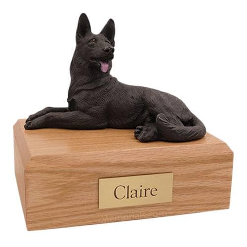 German Shepherd Black Laying X Large Dog Urn