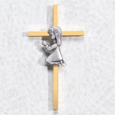 Girl Praying Cross Emblem