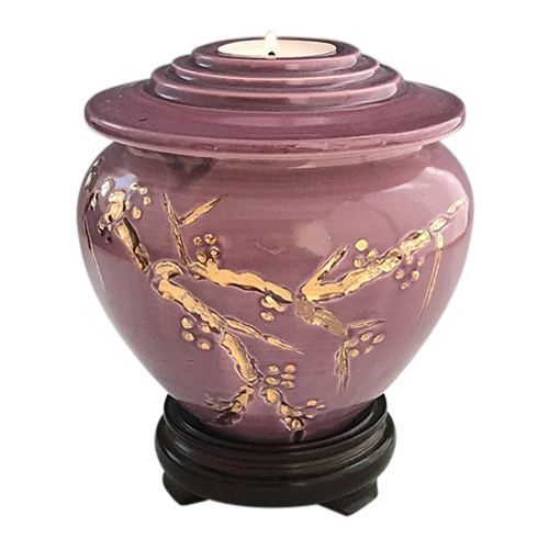 Gold Plum Blossom Child Ceramic Urn